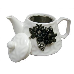 Traditional Style China Tea Pot with Stainless Steel Tea Infuser - Grape Vine Design