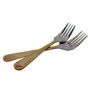 Fruit Fork - Stainless Steel - Silver/Gold Dot Accent - 6 Pieces