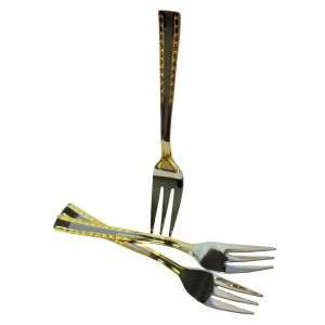 Fruit Fork - Stainless Steel - Silver/Gold Accent - 6 Pieces