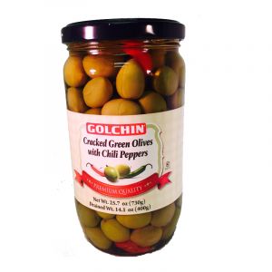 Cracked Green Olives - Pepper - Golchin - persian basket