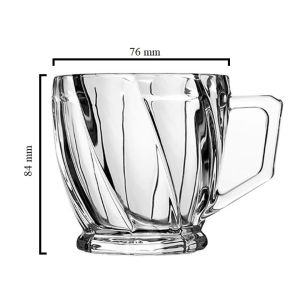 7.6 oz Beautiful Flared 6pcs Glass Tea Cups with Handle