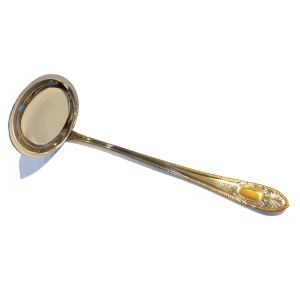 Soup Serving Ladle - Stainless Steel - Silver with Gold Accent