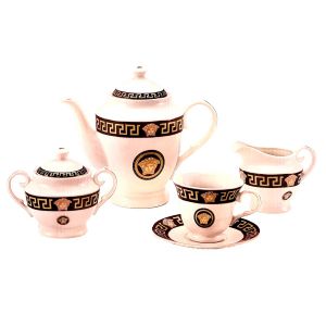 Fine Porcelain 15PCS Tea & Coffee Set - Greek Key Design