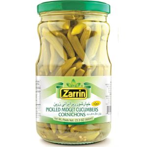 Zarrin Pickled Midget Cucumbers Cornichons 23.3 oz Jar