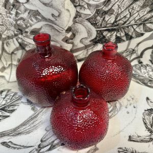 Deep Ruby Red Textured Glass Pomegranates 