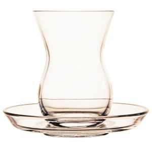 Crystalline Tea Glass & Matching Saucer - "Adorable Pair"