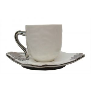 Silver Grapevine 12pcs Espresso or Tea Cup and Saucer Set