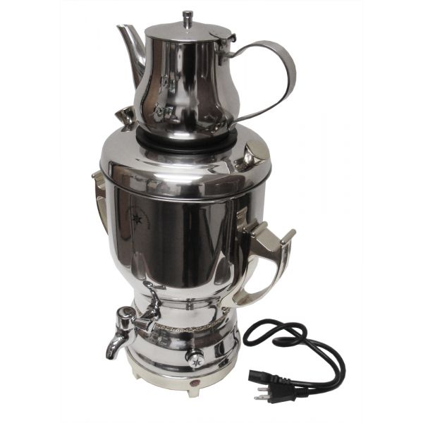 Electric Steel Samovar Contemporary Persian Smooth Finish 5-Liter -  ShopiPersia