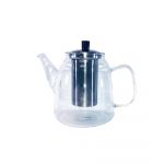 Clear Glass Heat Resistant Tea Pot with Stainless Steel Tea Infuser- Modern Look - 1200ml 