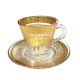 Gold Pattern 12pcs Glass Tea Cup and Saucer Set
