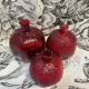Deep Ruby Red Textured Glass Pomegranates 